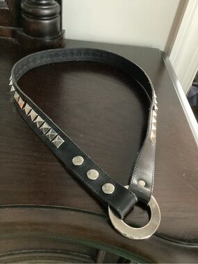 Cache Vintage Metal Studded Festival Rock Concert Adjustable Black Leather Belt
